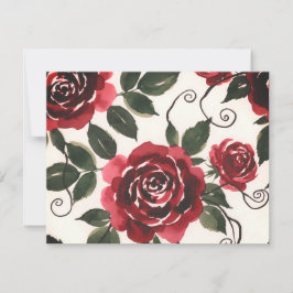Elegante donkerrode rozen bloemenuitnodiging kaart