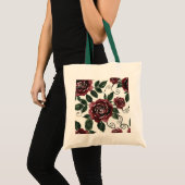 Elegante donkerrode rozen bloemige welcome tas (Voorkant (product))