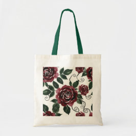 Elegante donkerrode rozen bloemige welcome tas