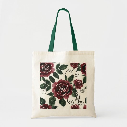 Elegante donkerrode rozen bloemige welcome tas (Voorkant)
