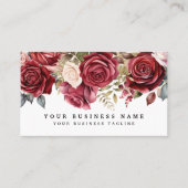 Elegante donkerrode rozen visitekaartjes (Voorkant)