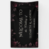 Elegante donkerrode rozen Zwarte bruiloft Spandoek (Verticaal)