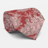 Elegante donkerrode toile de jouy bedrukt stropdas (Opgerold)