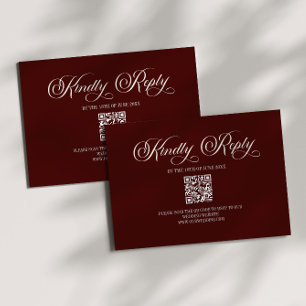 Elegante donkerrode trouw-QR-code RSVP-kaart RSVP Kaartje