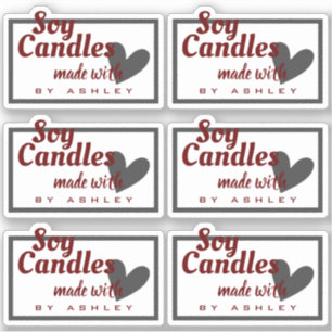 Elegante donkerrood grijze hart op witte sojakaars sticker