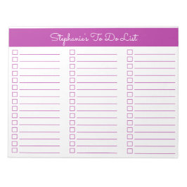 Elegante donkerroze 8.5x11 driekolon checklist notitieblok