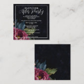 Elegante donkerroze bloemen Happy Ever After Party Informatiekaartje (Voorkant / Achterkant)
