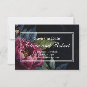 Elegante donkerroze bloemenaquarel save the date