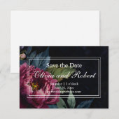 Elegante donkerroze bloemenaquarel save the date (Voorkant / Achterkant)