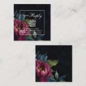 Elegante donkerroze bloemenbruiloft QR-code RSVP Informatiekaartje (Voorkant / Achterkant)