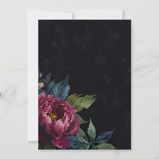 Elegante donkerroze bloemenbruiloft uitnodigingen (Achterkant)