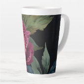 Elegante donkerroze bloemige waterverf latte mok (Rechterhoek)