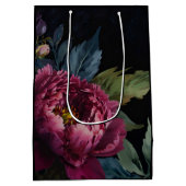 Elegante donkerroze bloemige waterverf medium cadeauzakje (Achterkant)