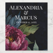 Elegante donkerroze bloemige waterverf wijn etiket (Enkel label)