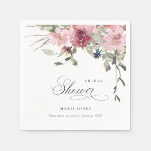 Elegante Donkerroze Bruidsboeket Rozen Bloem Servet