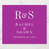 Elegante donkerroze chique moderne monogram bruilo sparkling wijnetiket (Enkel label)