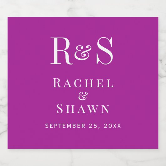 Elegante donkerroze chique moderne monogram bruilo sparkling wijnetiket (Enkel label)