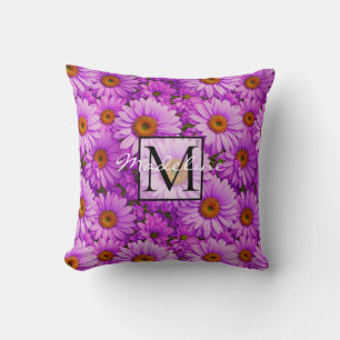 Elegante donkerroze magenta bloemendaisies kussen