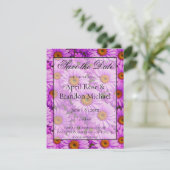 Elegante donkerroze magenta bloemendaisies save the date (Staand voorkant)
