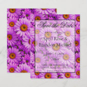 Elegante donkerroze magenta bloemendaisies save the date (Voorkant / Achterkant)