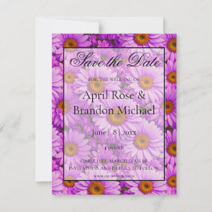 Elegante donkerroze magenta bloemendaisies save the date
