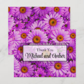 Elegante donkerroze magenta bloemenmadeliefjes bedankkaart (Voorkant / Achterkant)