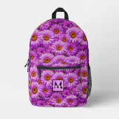 Elegante donkerroze magenta bloemenmadeliefjes bedrukte rugzak (Voorkant)