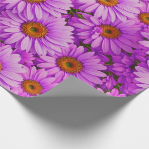 Elegante donkerroze magenta bloemenmadeliefjes cadeaupapier