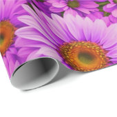 Elegante donkerroze magenta bloemenmadeliefjes cadeaupapier (Rol Hoek)