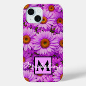 Elegante donkerroze magenta bloemenmadeliefjes Case-Mate iPhone case (Achterkant)