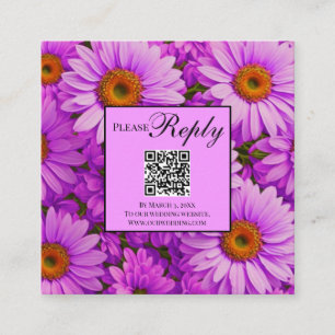 Elegante donkerroze magenta bloemenmadeliefjes informatiekaartje
