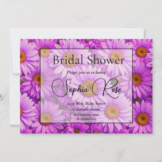 Elegante donkerroze magenta bloemenmadeliefjes kaart (Voorkant)