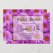 Elegante donkerroze magenta bloemenmadeliefjes kaart (Voorkant / Achterkant)