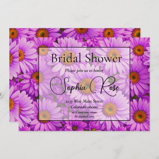 Elegante donkerroze magenta bloemenmadeliefjes kaart (Voorkant / Achterkant)