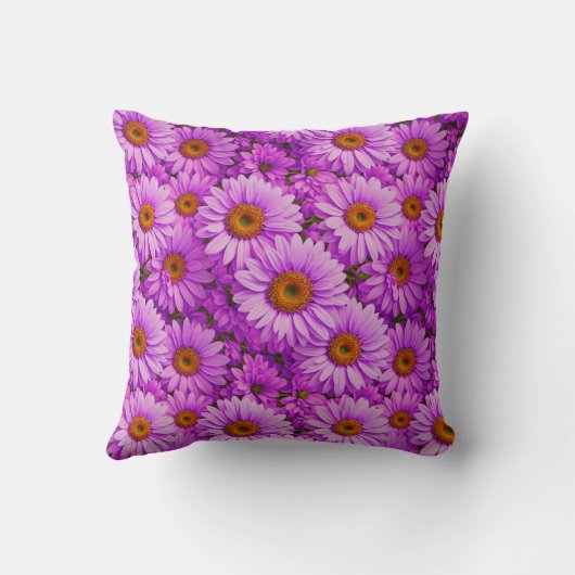 Elegante donkerroze magenta bloemenmadeliefjes kussen (Achterkant)