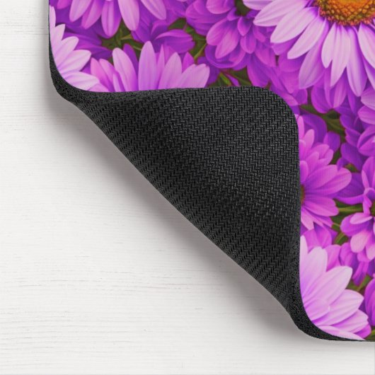 Elegante donkerroze magenta bloemenmadeliefjes muismat (Hoek)