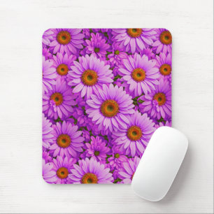 Elegante donkerroze magenta bloemenmadeliefjes muismat