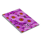 Elegante donkerroze magenta bloemenmadeliefjes notitieboek (Rechterzijde)