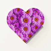 Elegante donkerroze magenta bloemenmadeliefjes notitieboek (Achterkant)