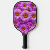 Elegante donkerroze magenta bloemenmadeliefjes pickleball paddle (Achterkant)