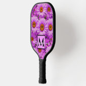 Elegante donkerroze magenta bloemenmadeliefjes pickleball paddle (Links)