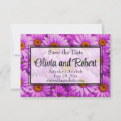 Elegante donkerroze magenta bloemenmadeliefjes save the date (Voorkant)