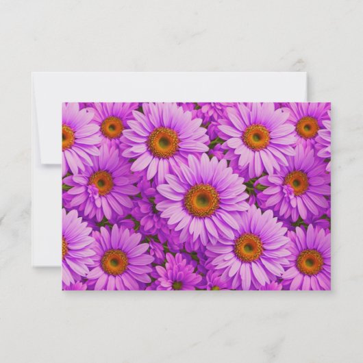 Elegante donkerroze magenta bloemenmadeliefjes save the date (Achterkant)