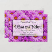 Elegante donkerroze magenta bloemenmadeliefjes save the date (Voorkant / Achterkant)