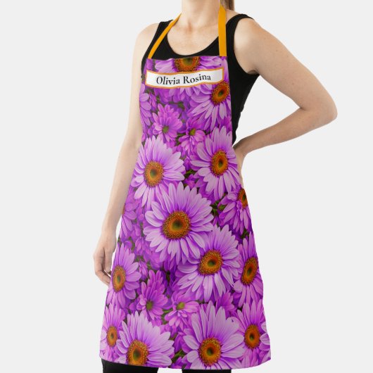 Elegante donkerroze magenta bloemenmadeliefjes schort (Insitu)