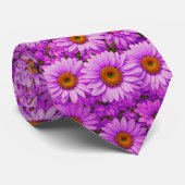 Elegante donkerroze magenta bloemenmadeliefjes stropdas (Opgerold)