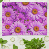 Elegante donkerroze magenta bloemenmadeliefjes theedoek (Gevouwen)