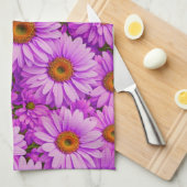 Elegante donkerroze magenta bloemenmadeliefjes theedoek (Quarter Fold)