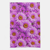 Elegante donkerroze magenta bloemenmadeliefjes theedoek (Verticaal)