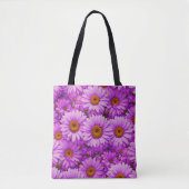 Elegante donkerroze magenta bloemenmadeliefjes tote bag (Voorkant)